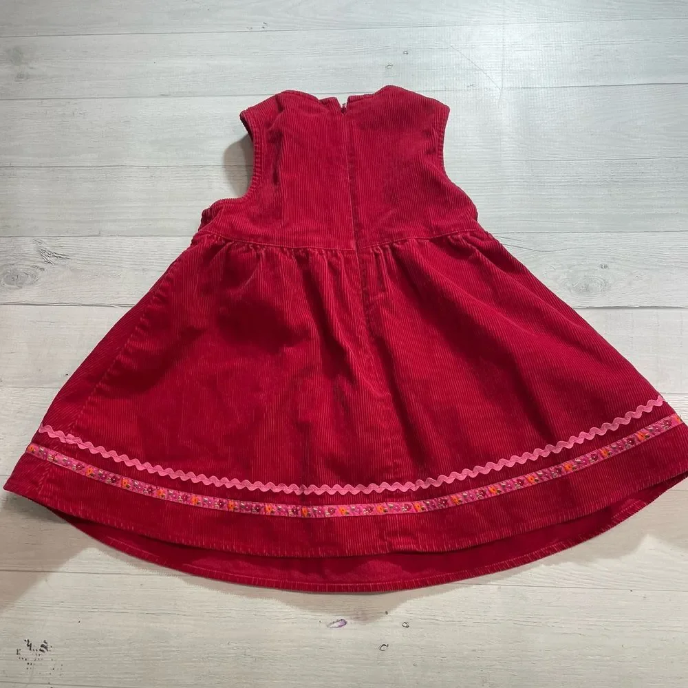 Gymboree Baby Girl Clothes Peruvian Doll Red‎ Corduroy Jumper Dress 18/24 months